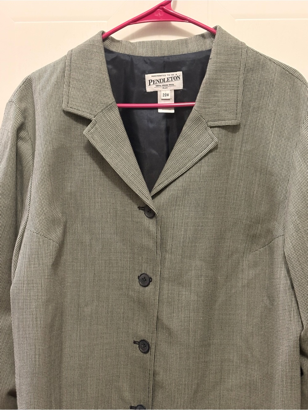 Pendleton vintage Small-Check Gray and navy blue Tailored Blazer plus size 1980s
